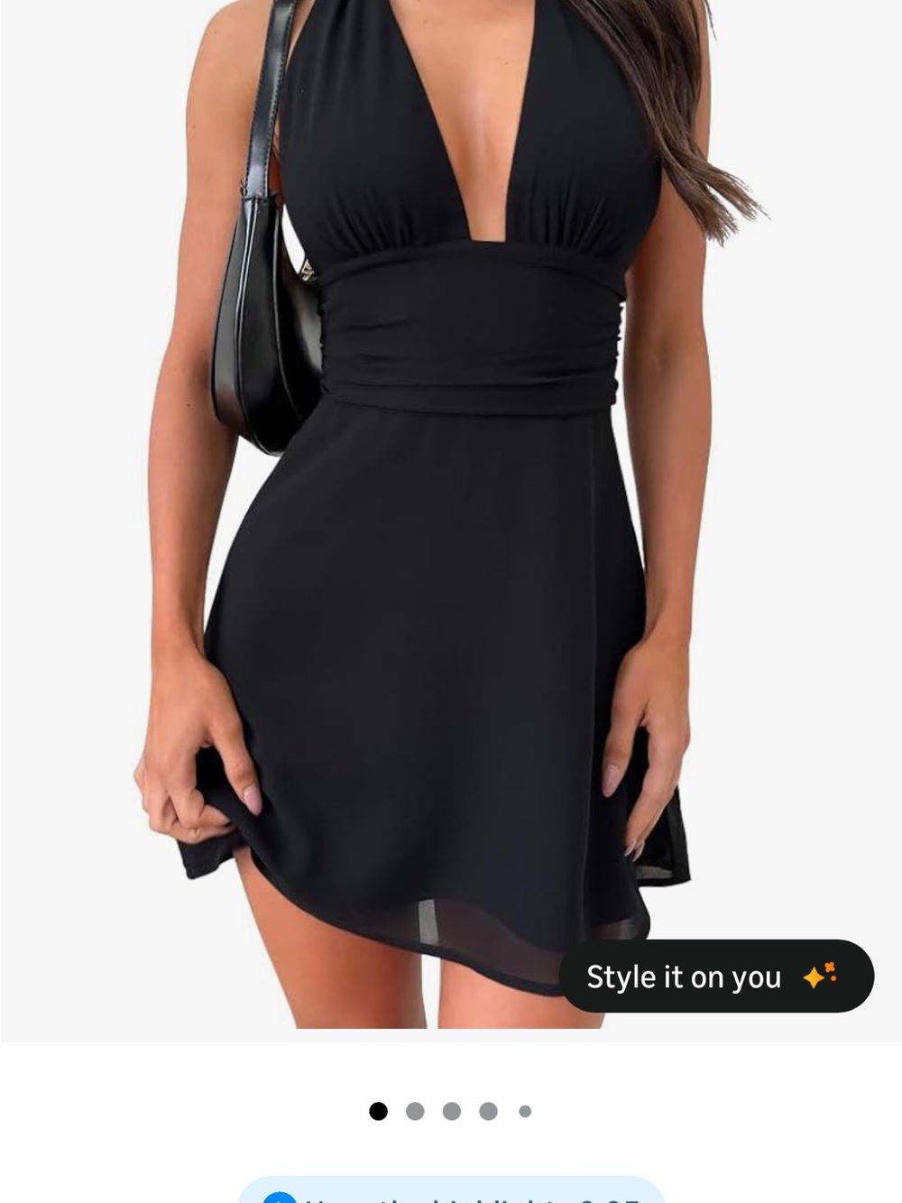 Black V-Neck backless Halter Mini Dress